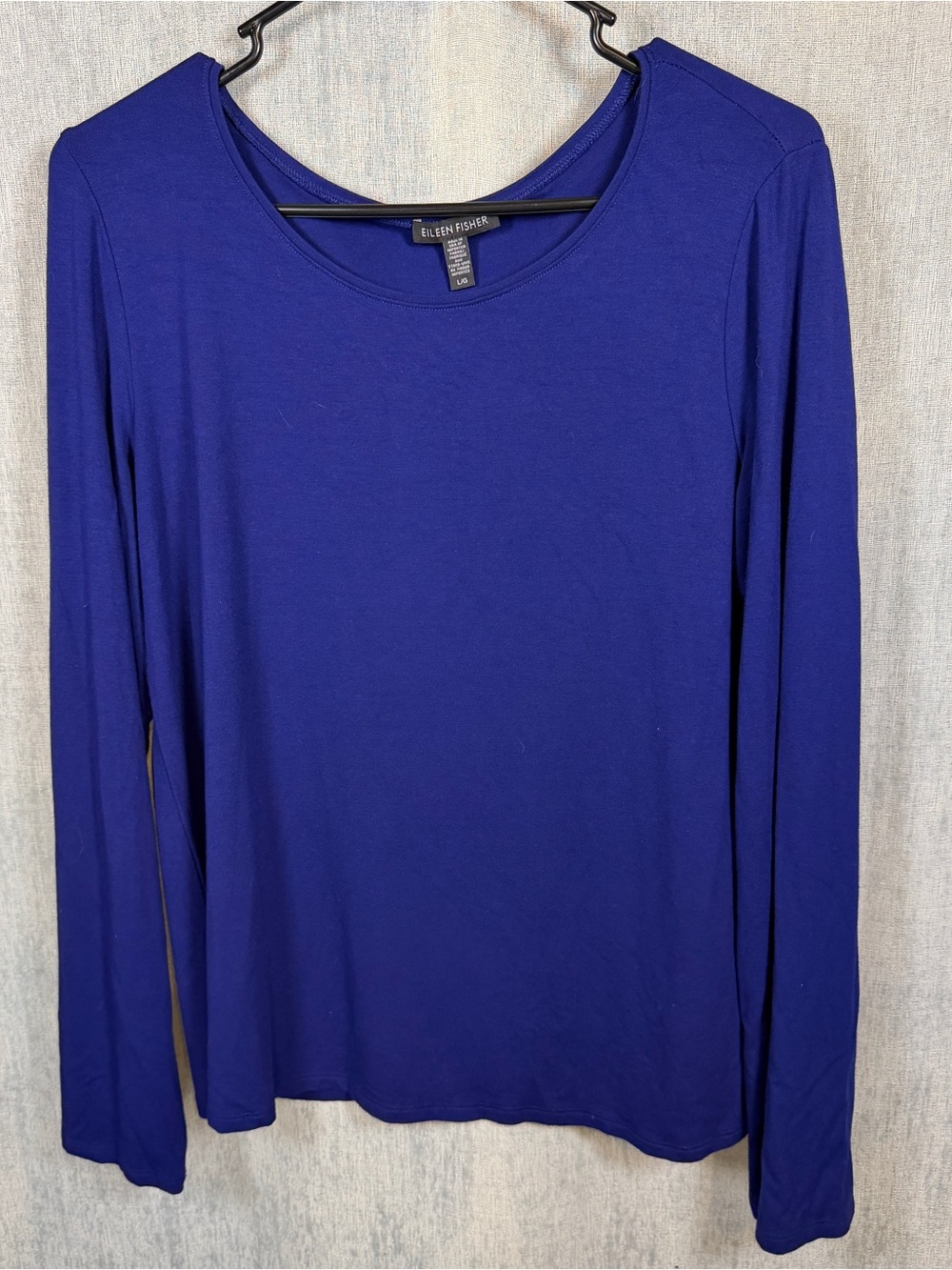 Eileen Fisher Cobalt Blue Scoop Neck Long Sleeve Top L